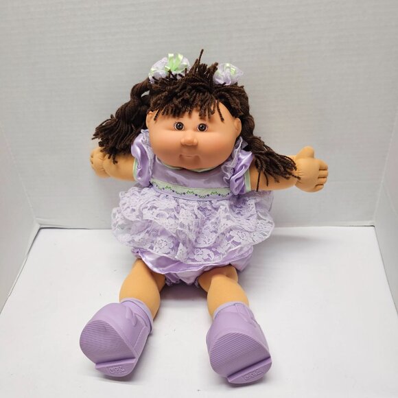 Cabbage Patch Kids Doll 1978 2004 Vintage Purple Outfit Dress Shoes Bows CPK - Picture 2 of 15